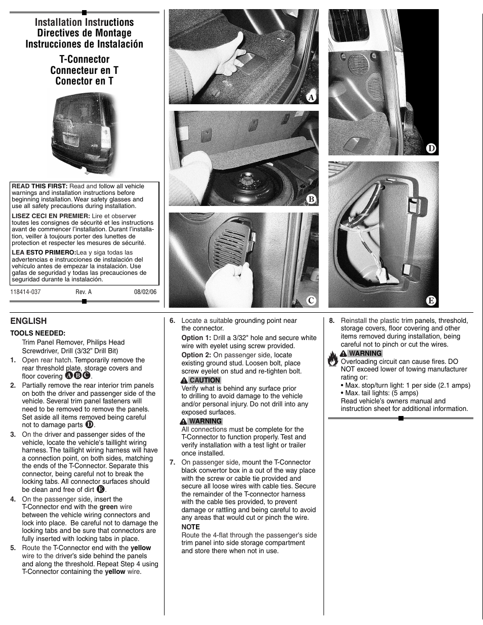 Draw-Tite 118414 T-ONE CONNECTOR User Manual | 2 pages