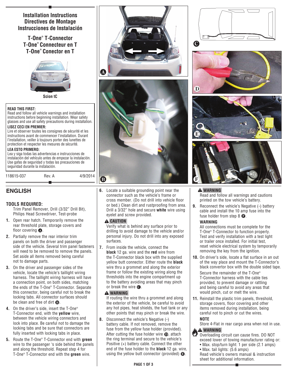 Draw-Tite 118615 T-ONE CONNECTOR User Manual | 3 pages