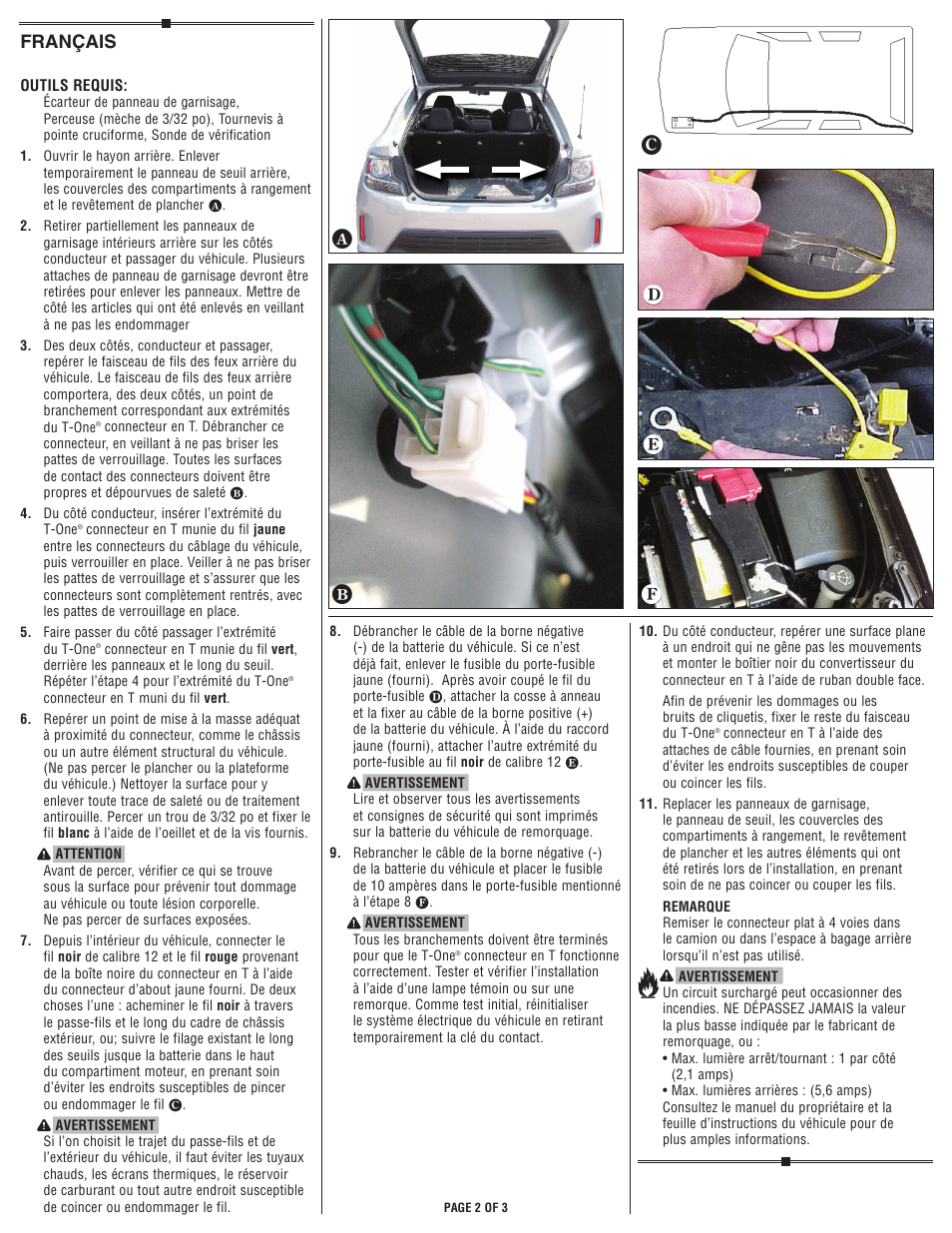 Français | Draw-Tite 118615 T-ONE CONNECTOR User Manual | Page 2 / 3