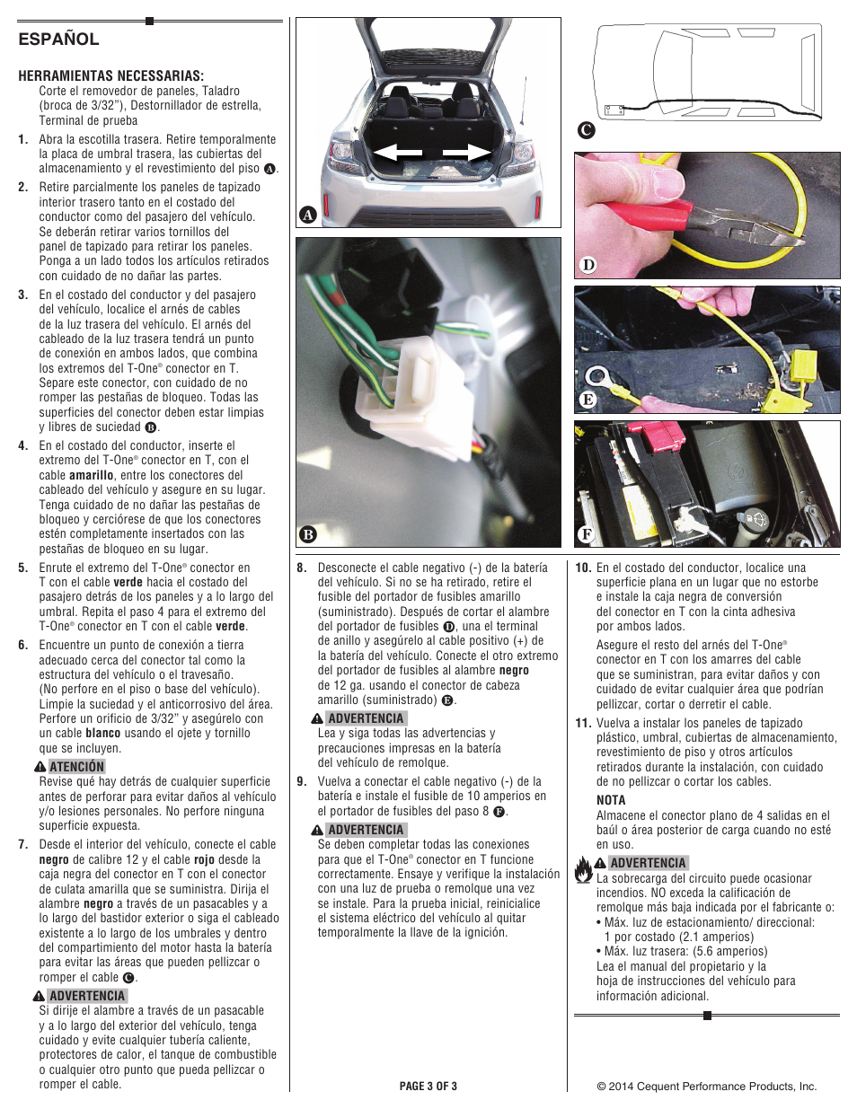 Español | Draw-Tite 118615 T-ONE CONNECTOR User Manual | Page 3 / 3