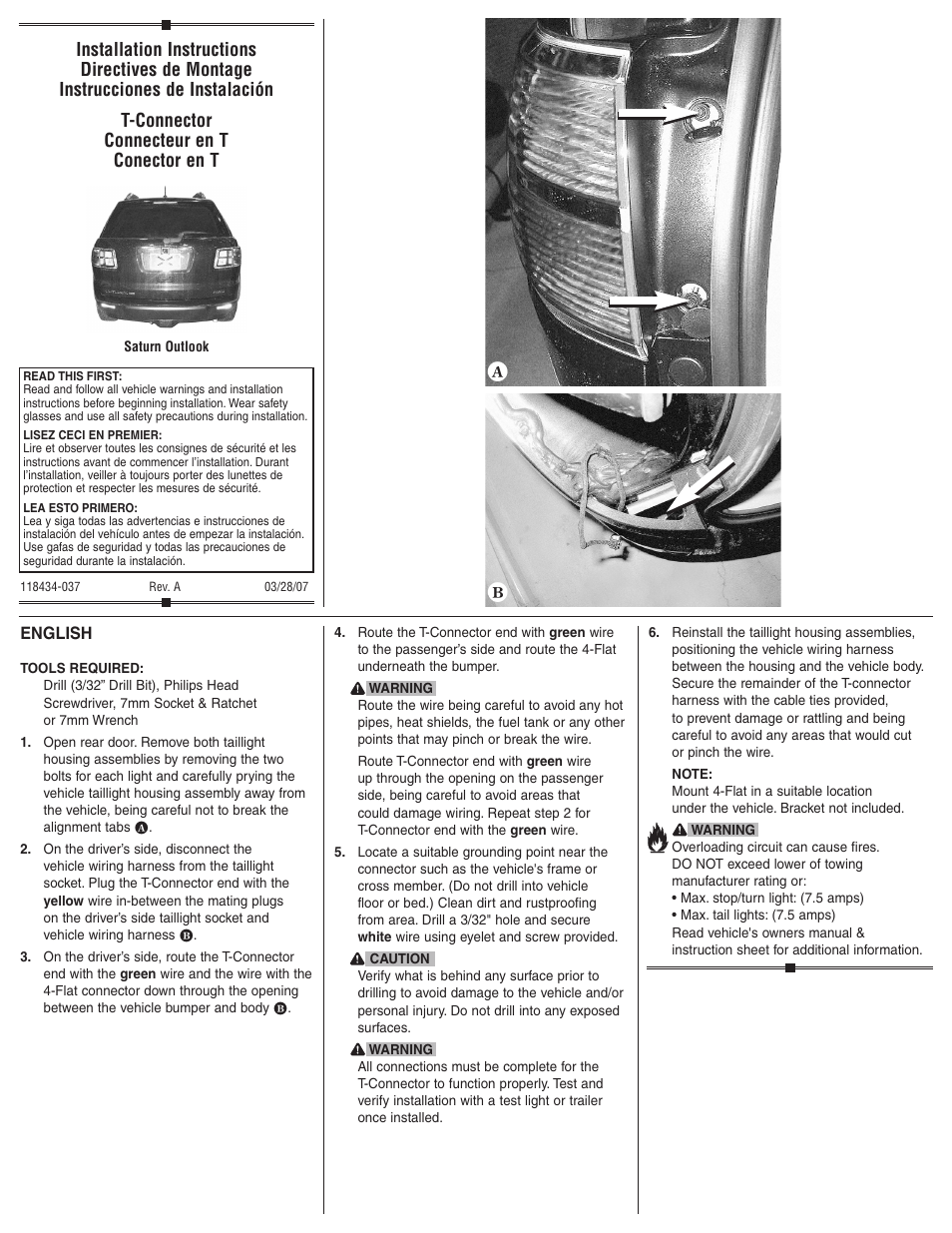 Draw-Tite 118434 T-ONE CONNECTOR User Manual | 2 pages