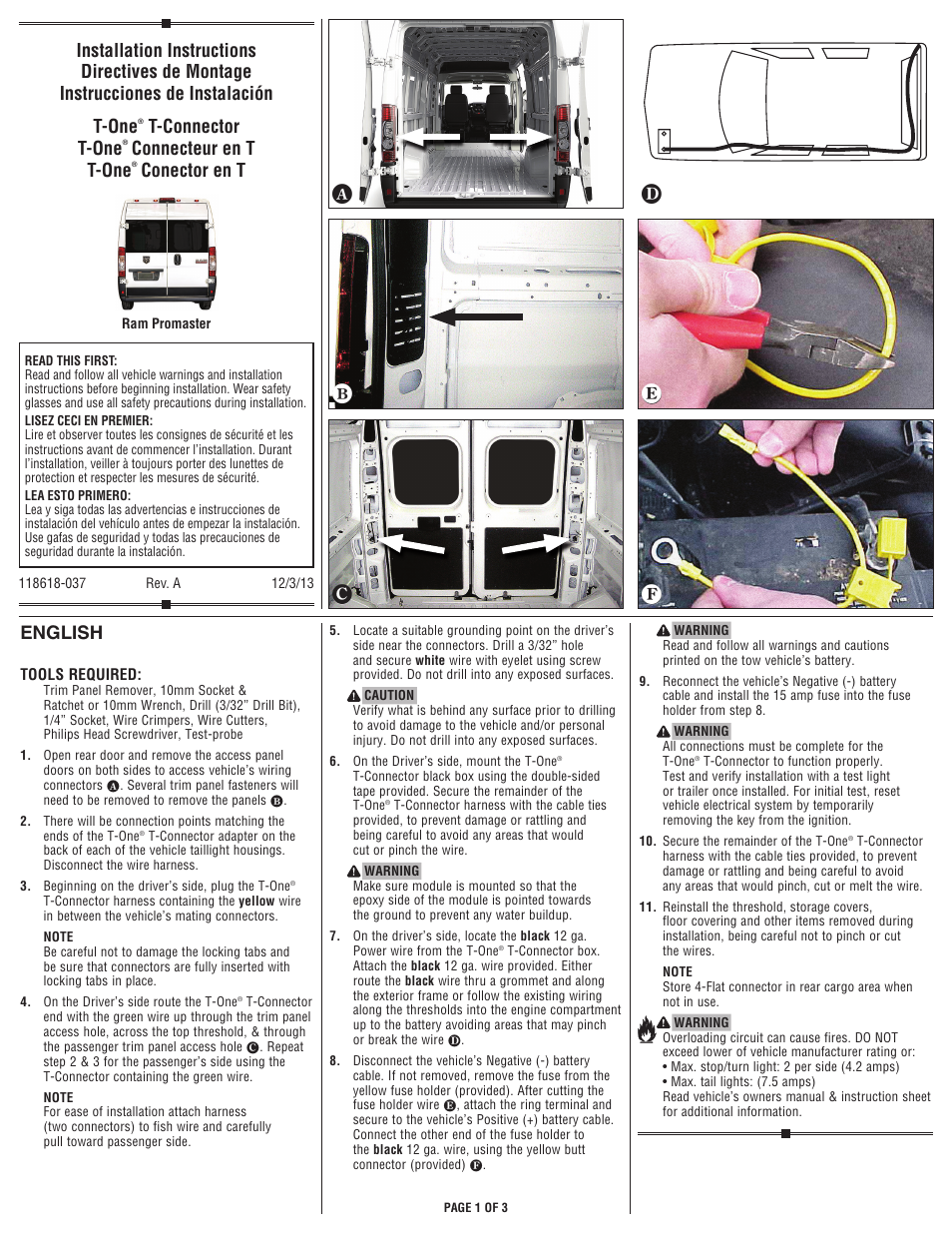 Draw-Tite 118618 T-ONE CONNECTOR User Manual | 3 pages
