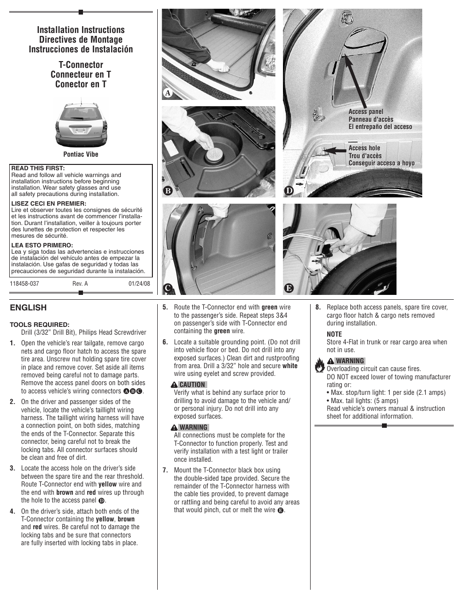 Draw-Tite 118458 T-ONE CONNECTOR User Manual | 2 pages