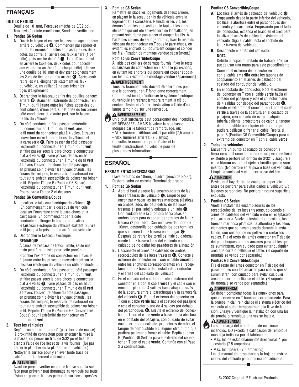 Français, Español | Draw-Tite 118439 T-ONE CONNECTOR User Manual | Page 2 / 2