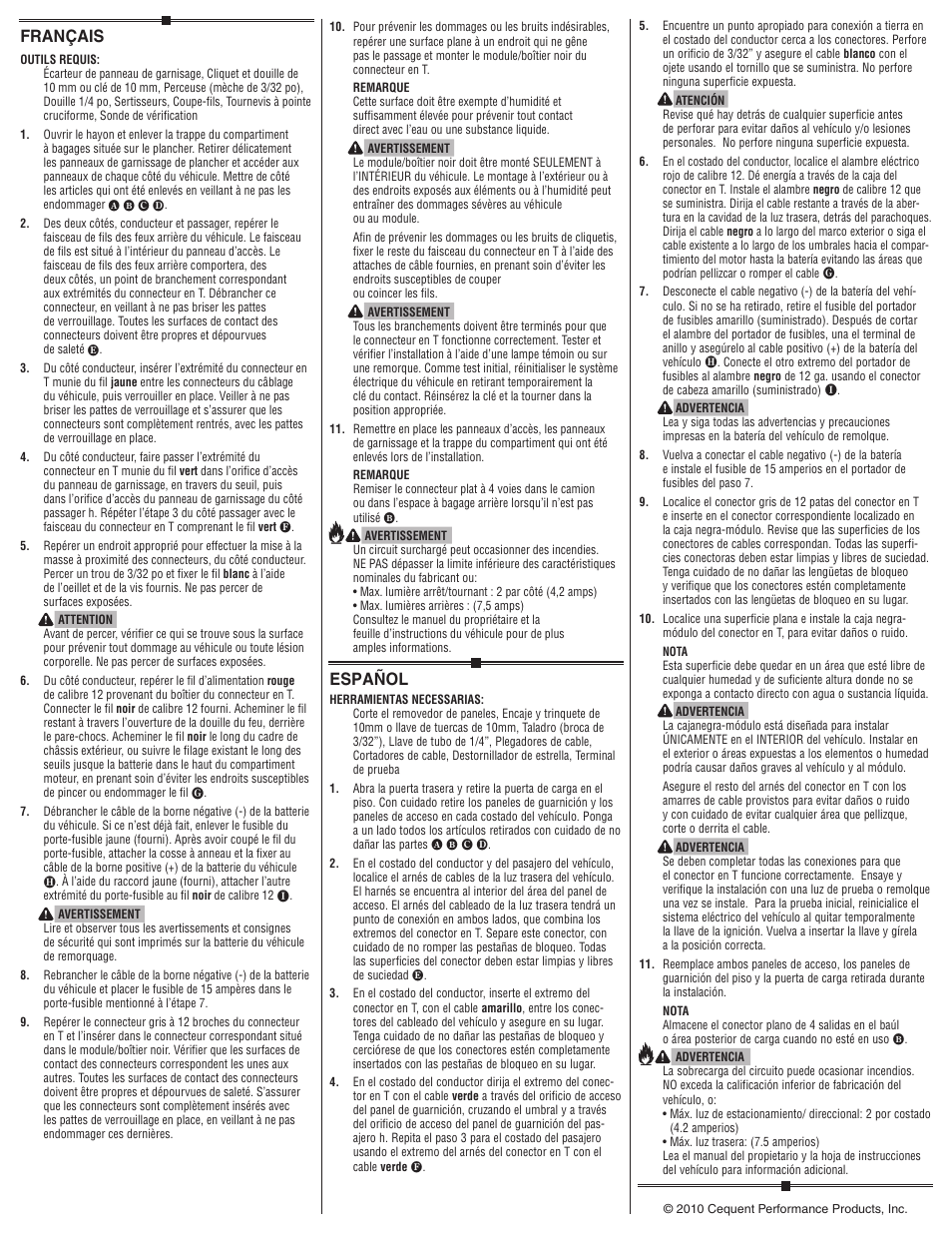 Español, Français | Draw-Tite 118523 T-ONE CONNECTOR User Manual | Page 2 / 2