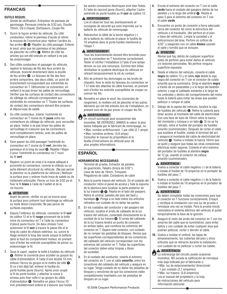 Español, Francais | Draw-Tite 118463 T-ONE CONNECTOR User Manual | Page 2 / 2