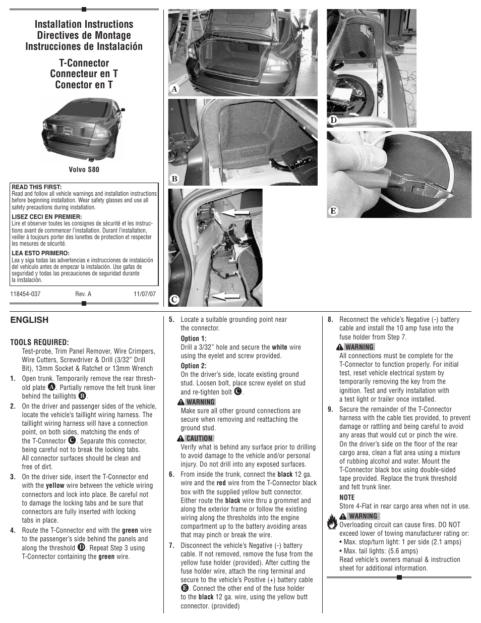 Draw-Tite 118454 T-ONE CONNECTOR User Manual | 2 pages