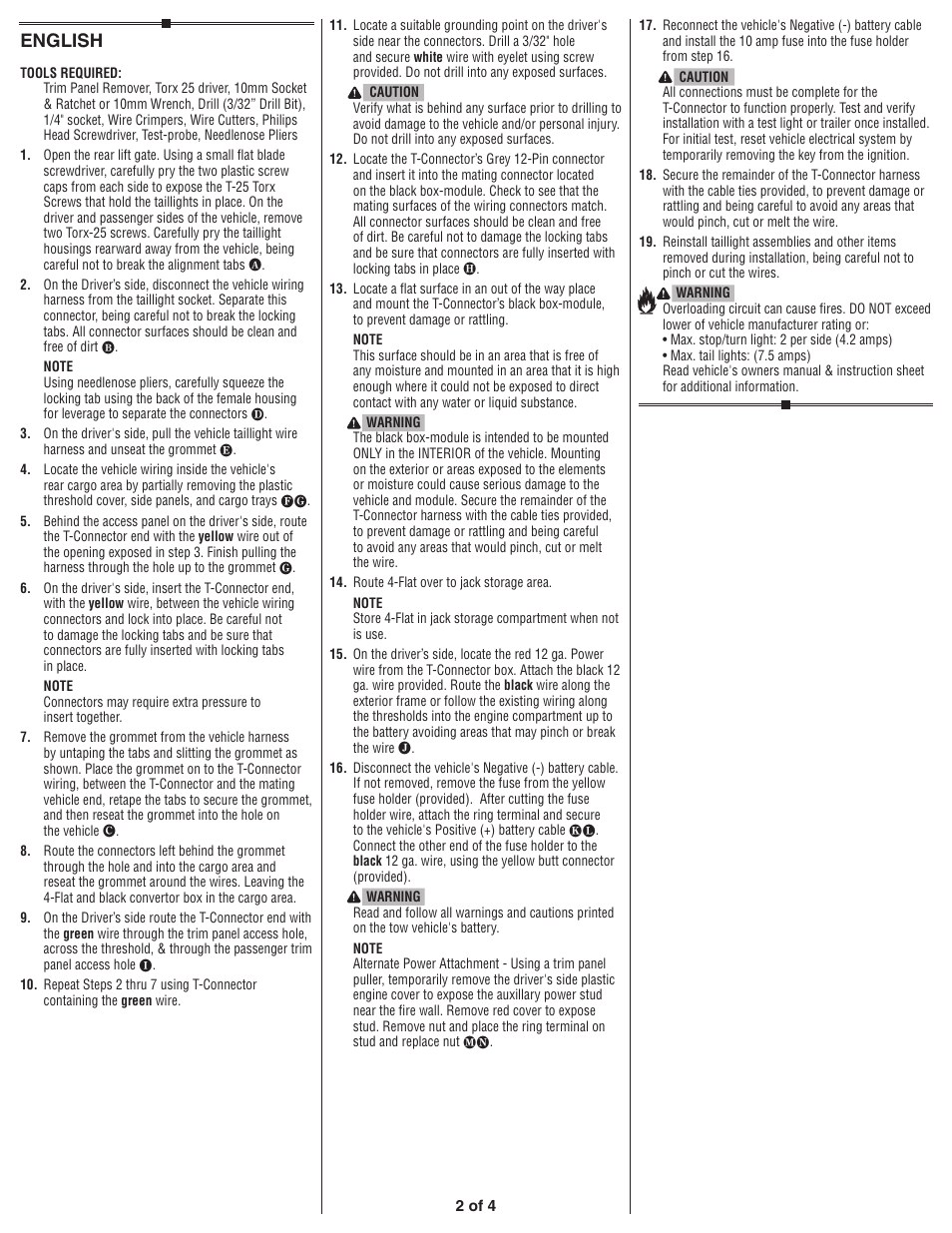 English | Draw-Tite 118509 T-ONE CONNECTOR User Manual | Page 2 / 4