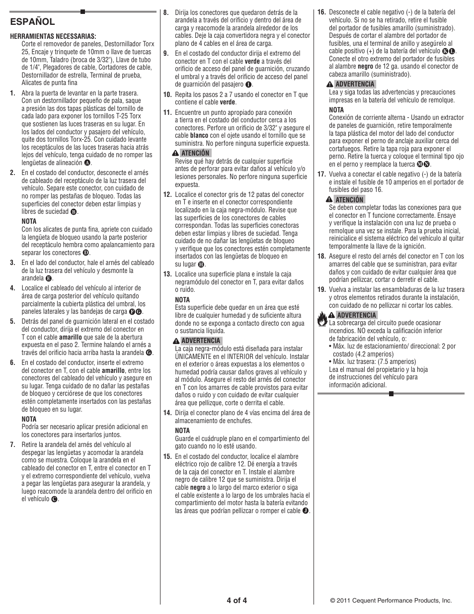 Español | Draw-Tite 118509 T-ONE CONNECTOR User Manual | Page 4 / 4