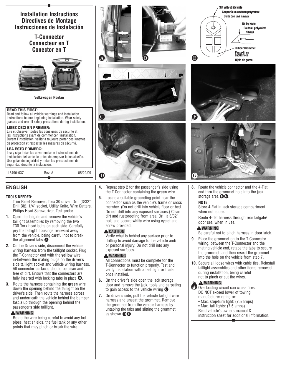 Draw-Tite 118490 T-ONE CONNECTOR User Manual | 2 pages