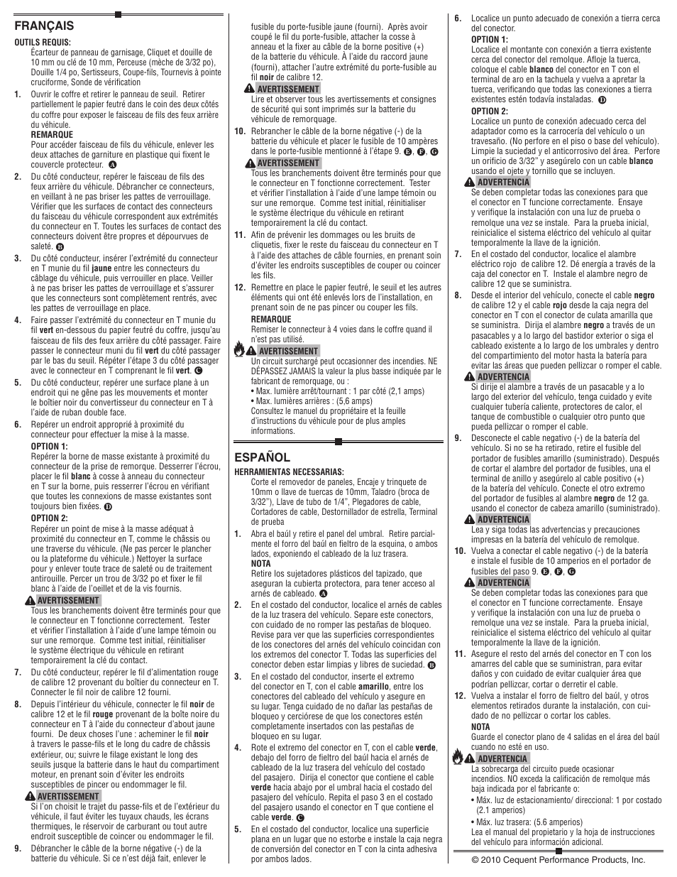 Español, Français | Draw-Tite 118517 T-ONE CONNECTOR User Manual | Page 2 / 2