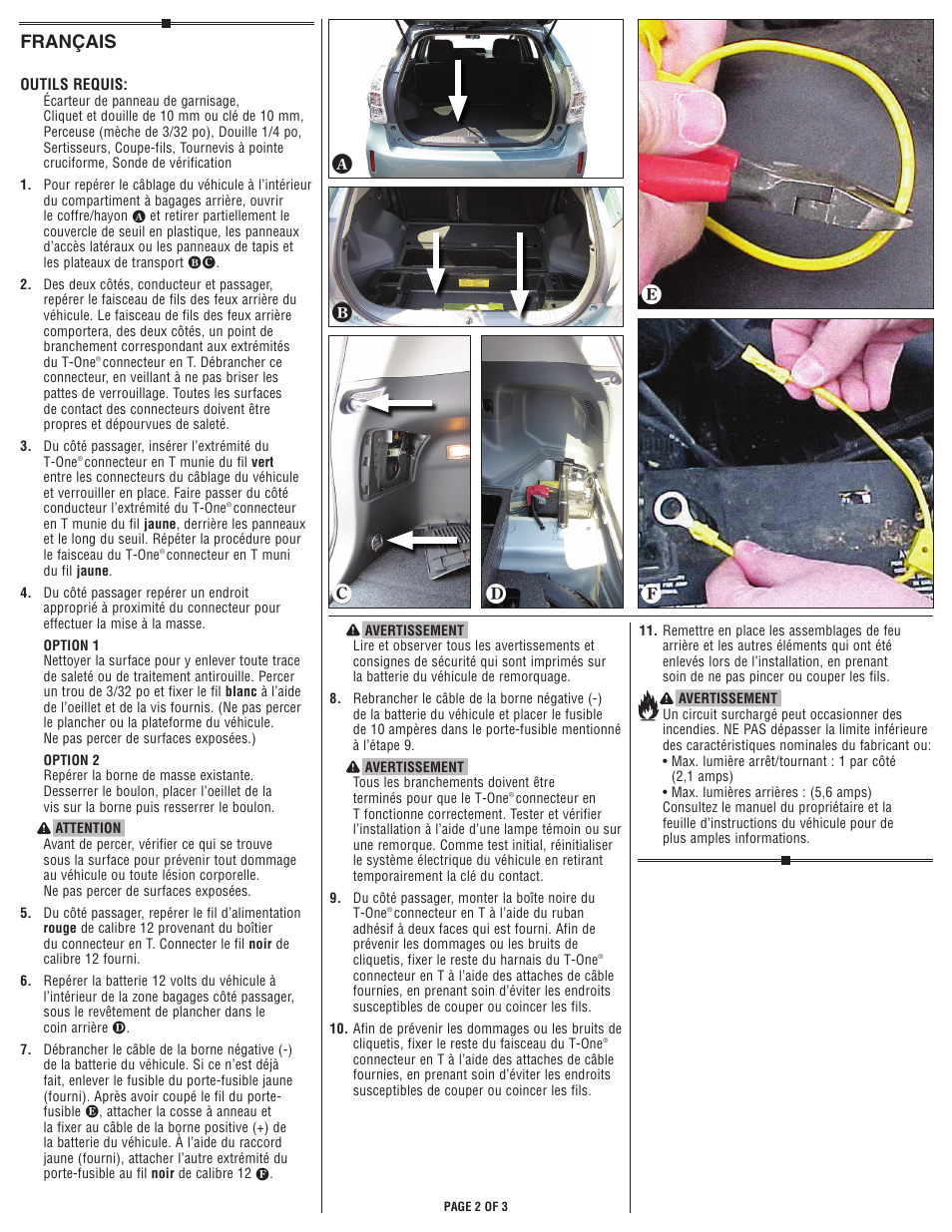 Français | Draw-Tite 118610 T-ONE CONNECTOR User Manual | Page 2 / 3