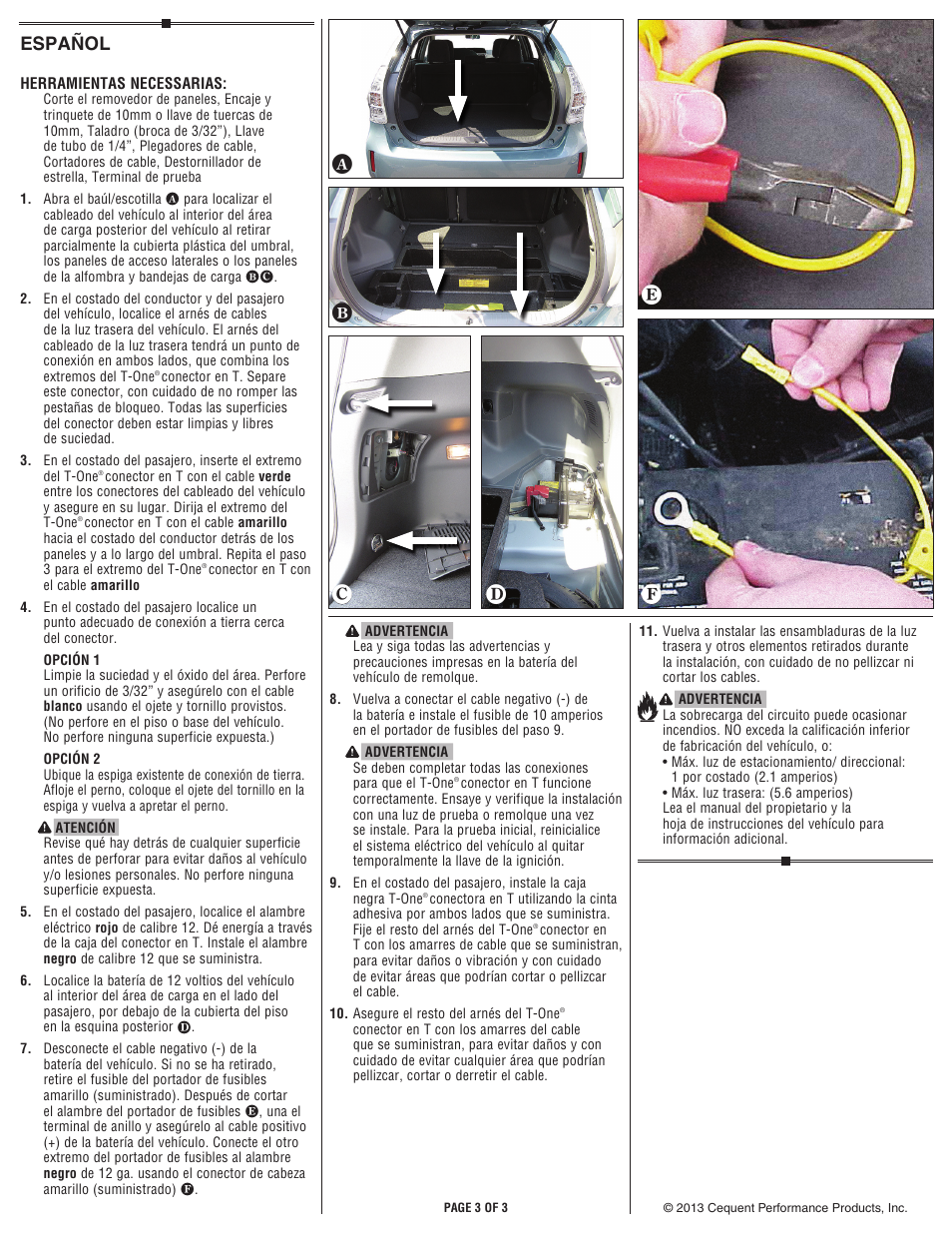 Español | Draw-Tite 118610 T-ONE CONNECTOR User Manual | Page 3 / 3