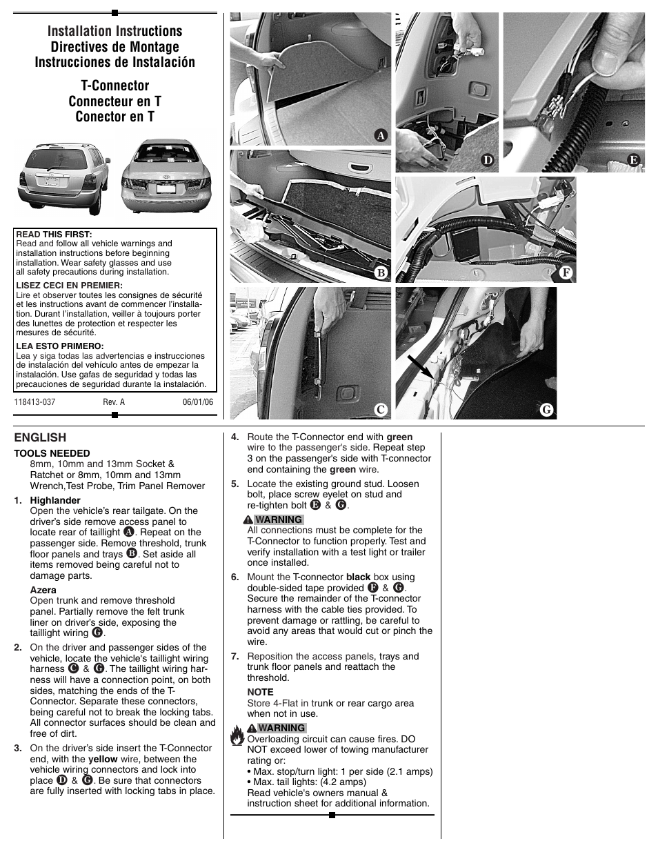 Draw-Tite 118413 T-ONE CONNECTOR User Manual | 2 pages