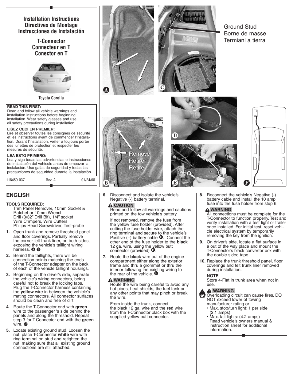 Draw-Tite 118459 T-ONE CONNECTOR User Manual | 2 pages