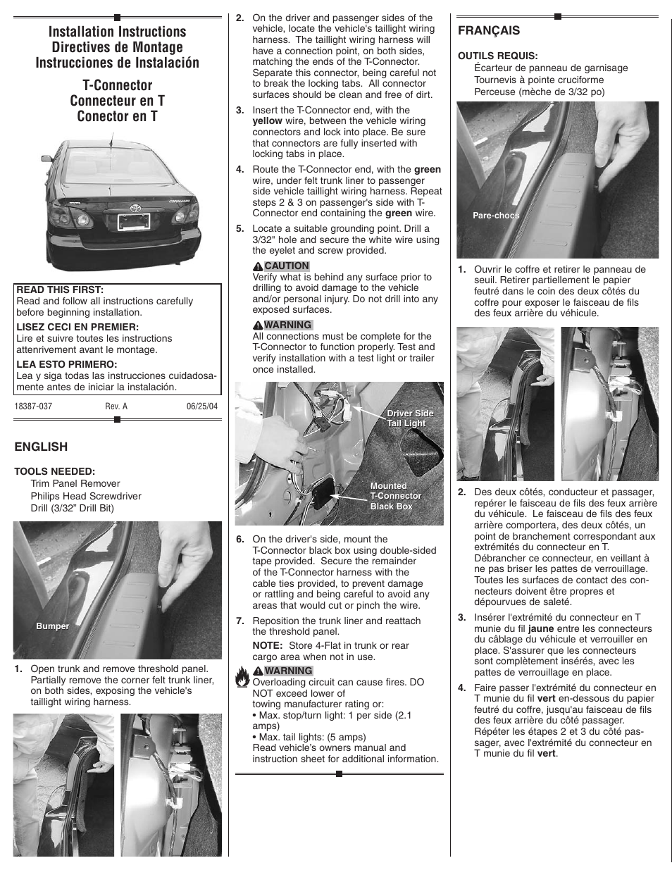 Draw-Tite 118387 T-ONE CONNECTOR User Manual | 2 pages