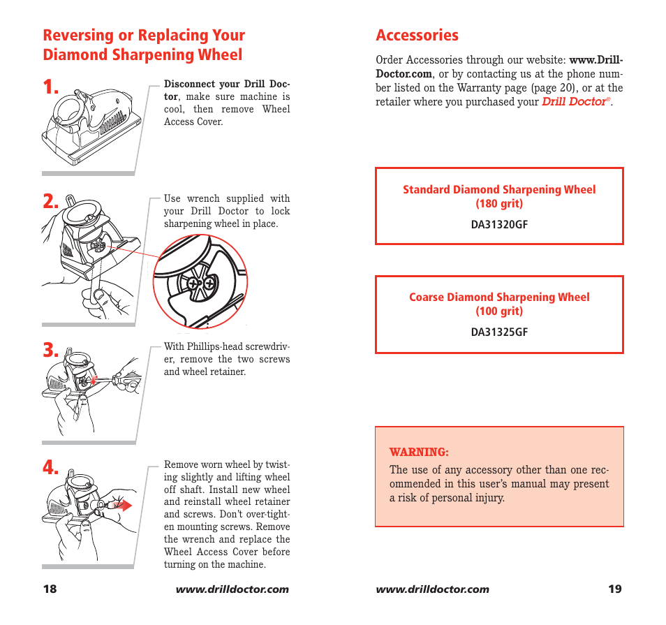 Accessories | Drill Doctor 350X User Manual | Page 11 / 35
