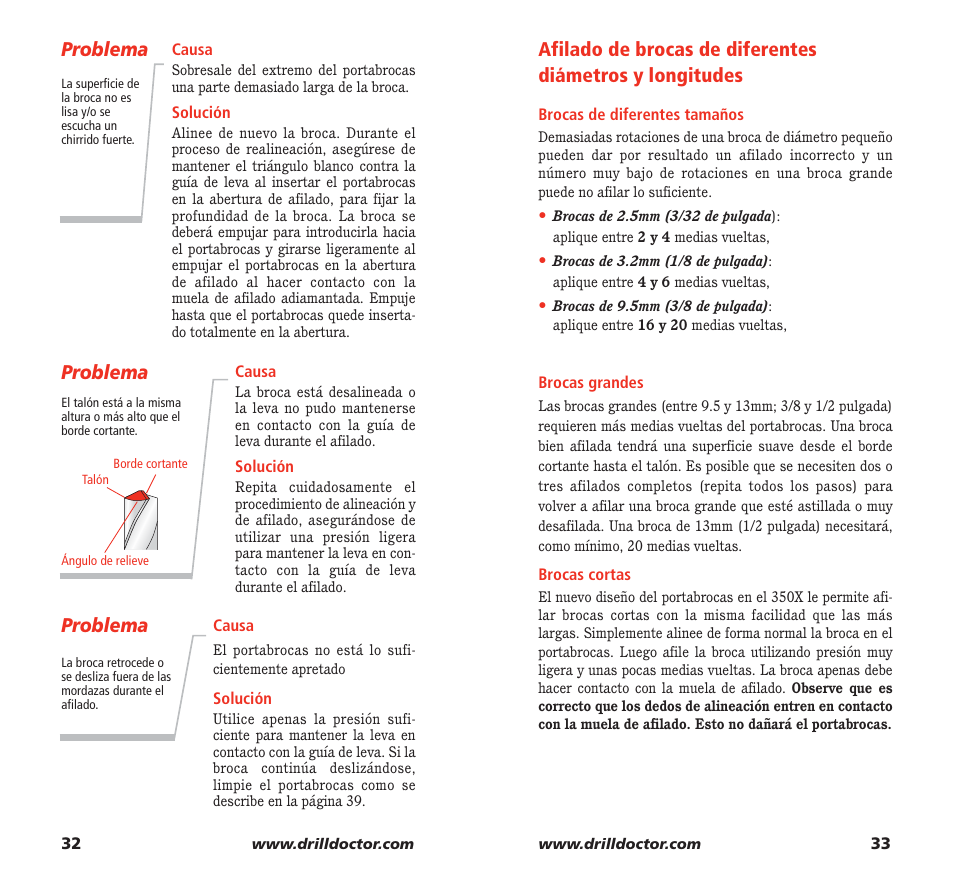 Problema | Drill Doctor 350X User Manual | Page 18 / 35