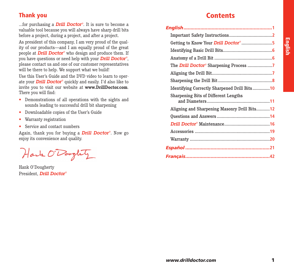 Drill Doctor 350X User Manual | Page 2 / 35