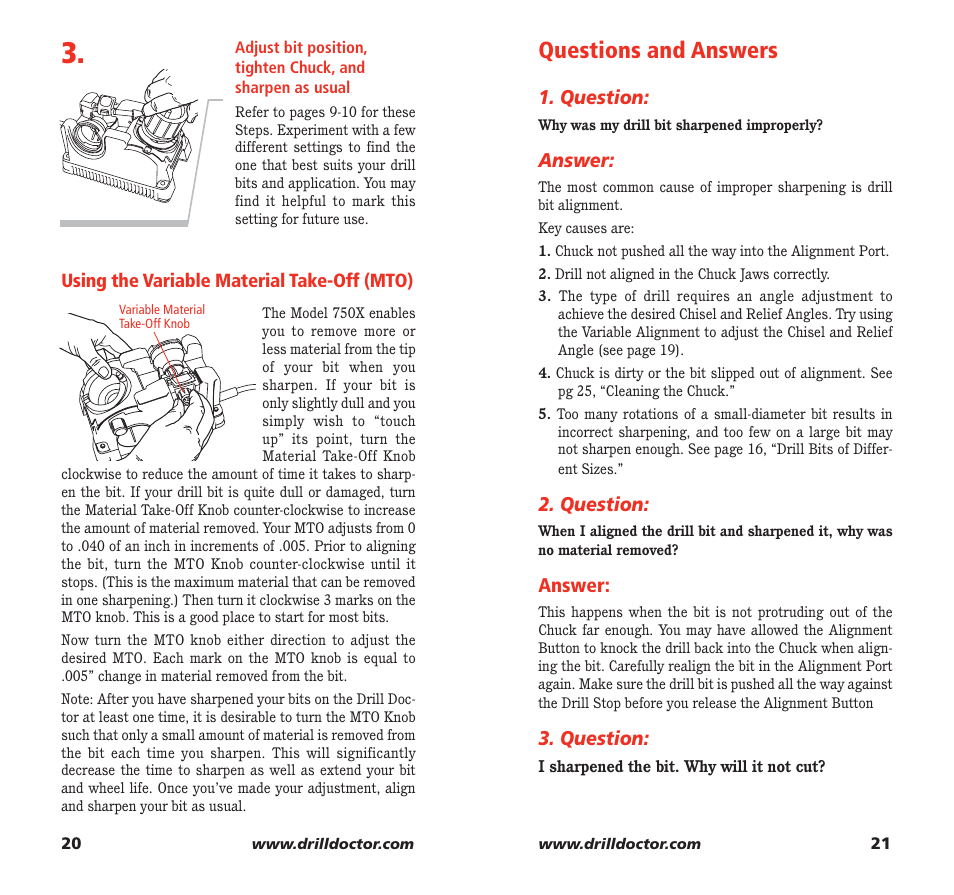 Questions and answers | Drill Doctor 750X User Manual | Page 12 / 48