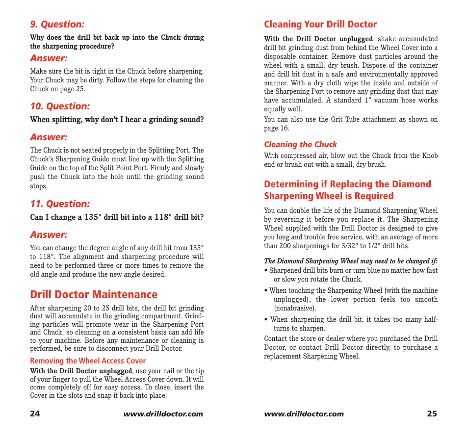 Drill doctor maintenance | Drill Doctor 750X User Manual | Page 14 / 48