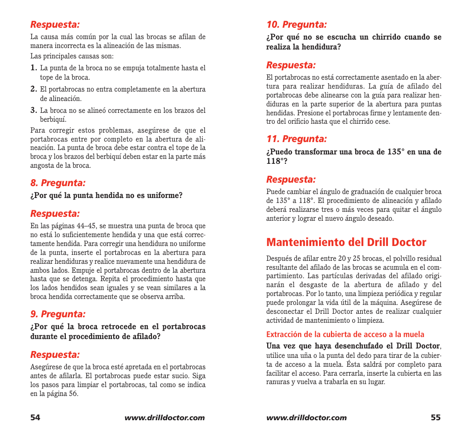 Mantenimiento del drill doctor | Drill Doctor 750X User Manual | Page 29 / 48