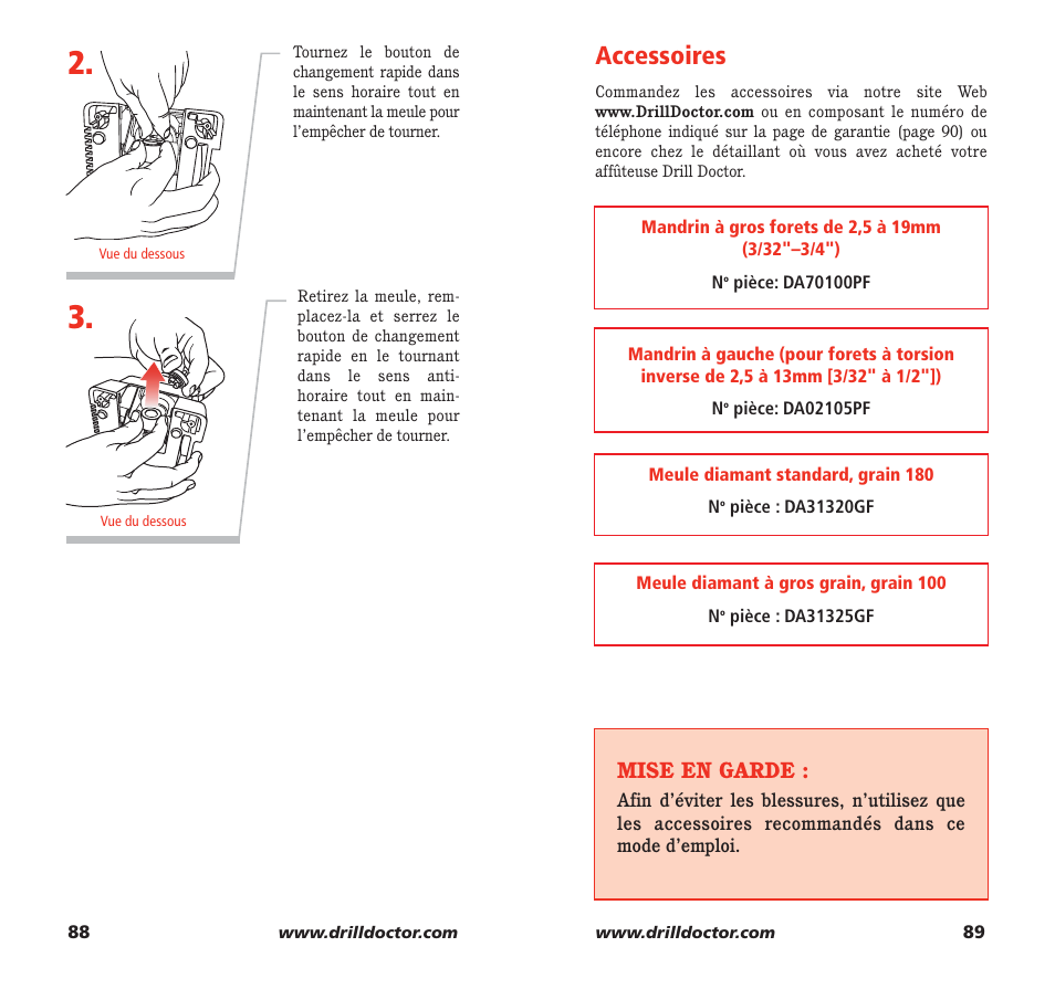 Accessoires | Drill Doctor 750X User Manual | Page 46 / 48