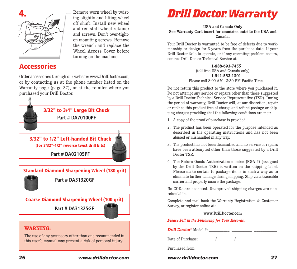 Accessories | Drill Doctor XP User Manual | Page 15 / 48