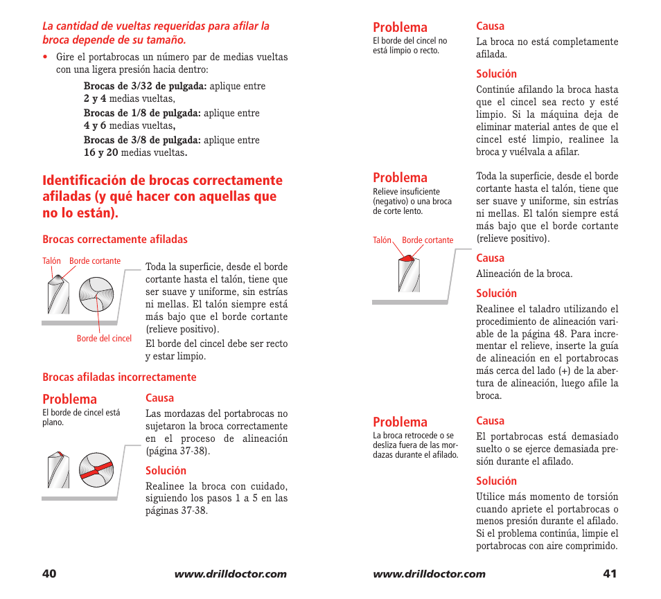 Problema | Drill Doctor XP User Manual | Page 22 / 48