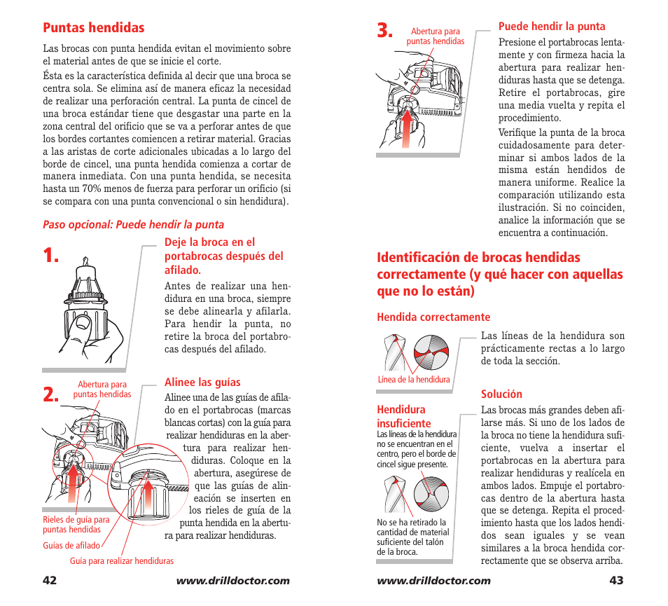 Puntas hendidas | Drill Doctor XP User Manual | Page 23 / 48