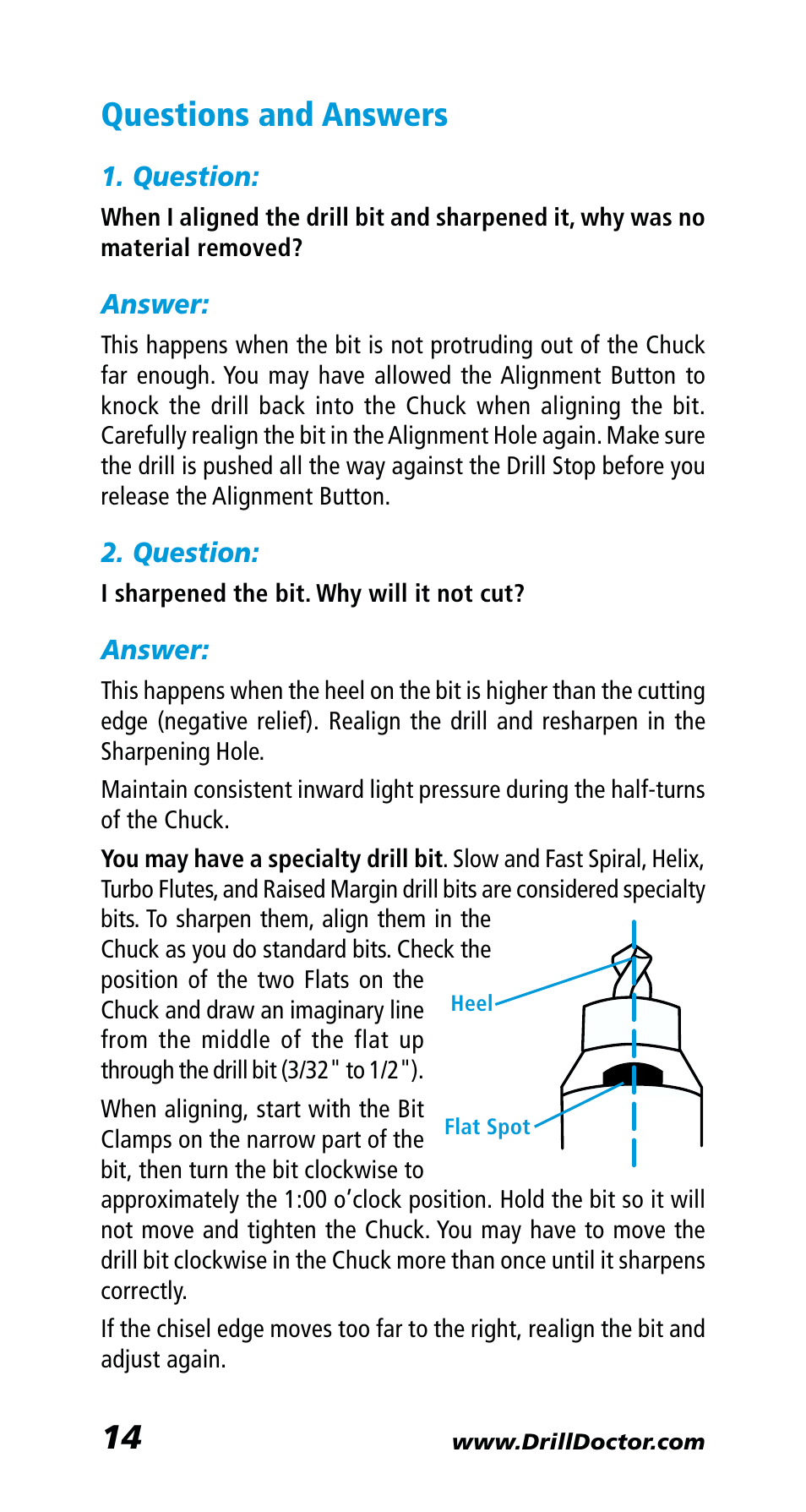 Questions and answers | Drill Doctor 400 User Manual | Page 16 / 25