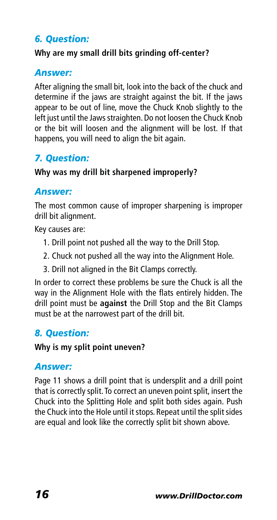 Drill Doctor 400 User Manual | Page 18 / 25