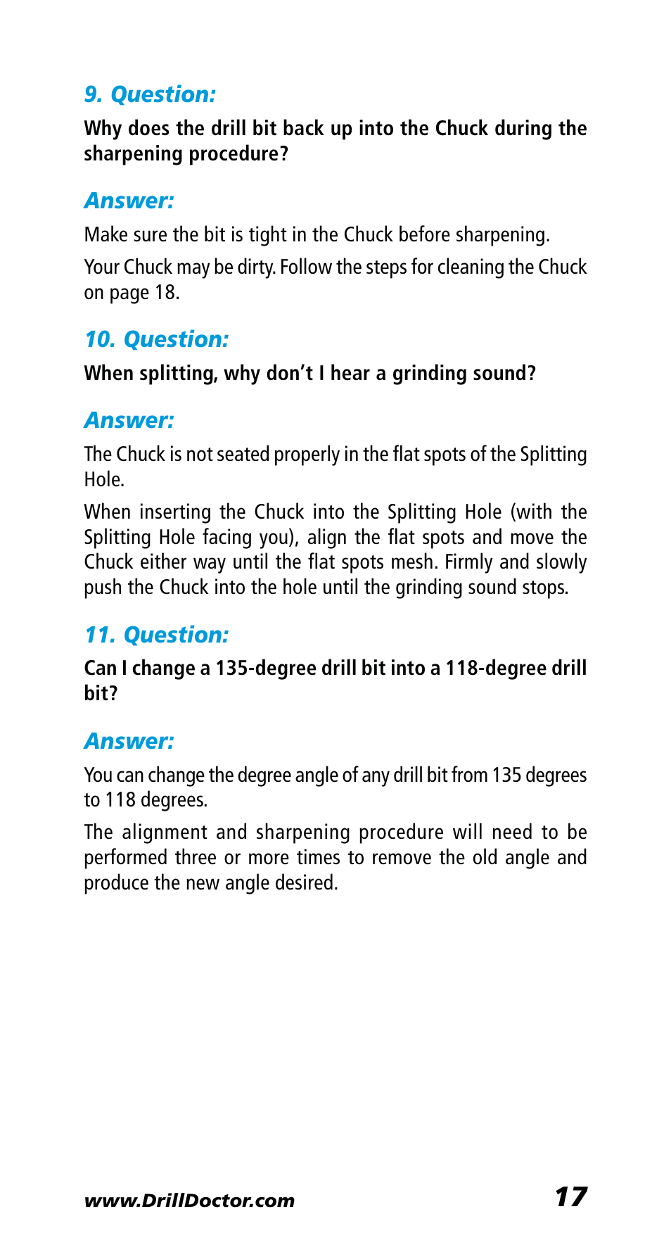 Drill Doctor 400 User Manual | Page 19 / 25