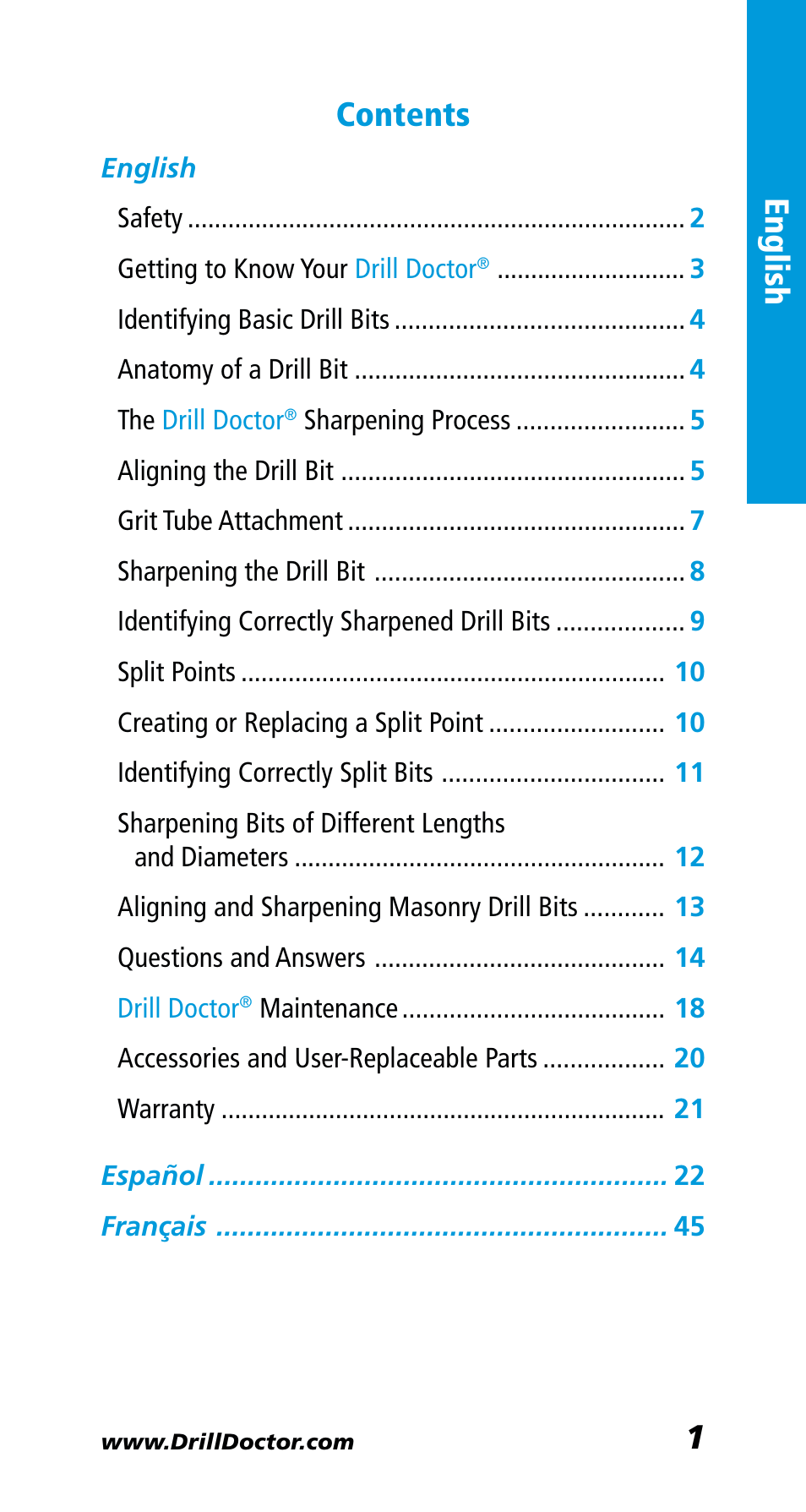 Drill Doctor 400 User Manual | Page 3 / 25