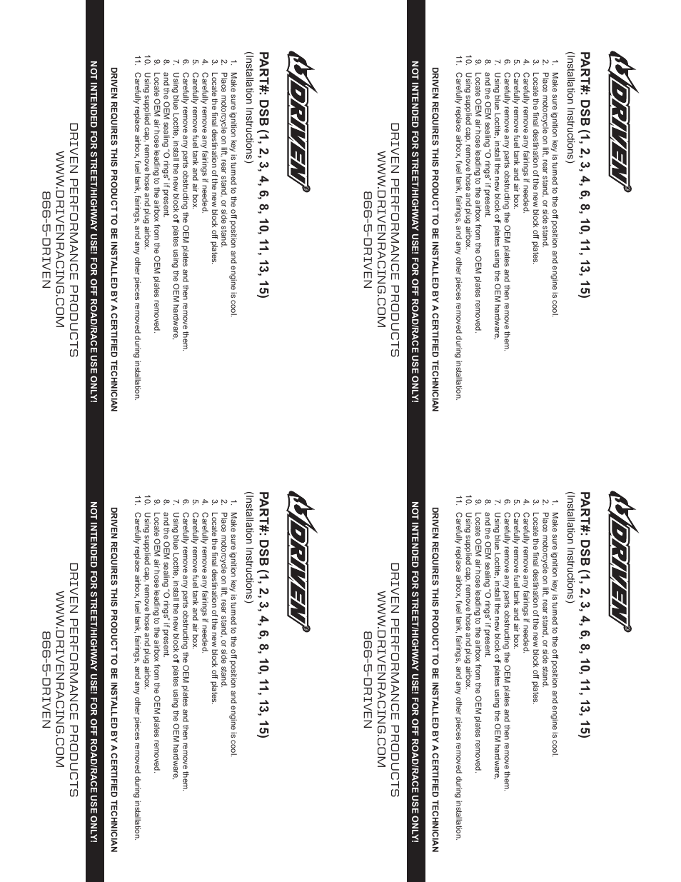 DRIVEN DSBLOCK 1,2,3,4,5,6,8 User Manual | 2 pages