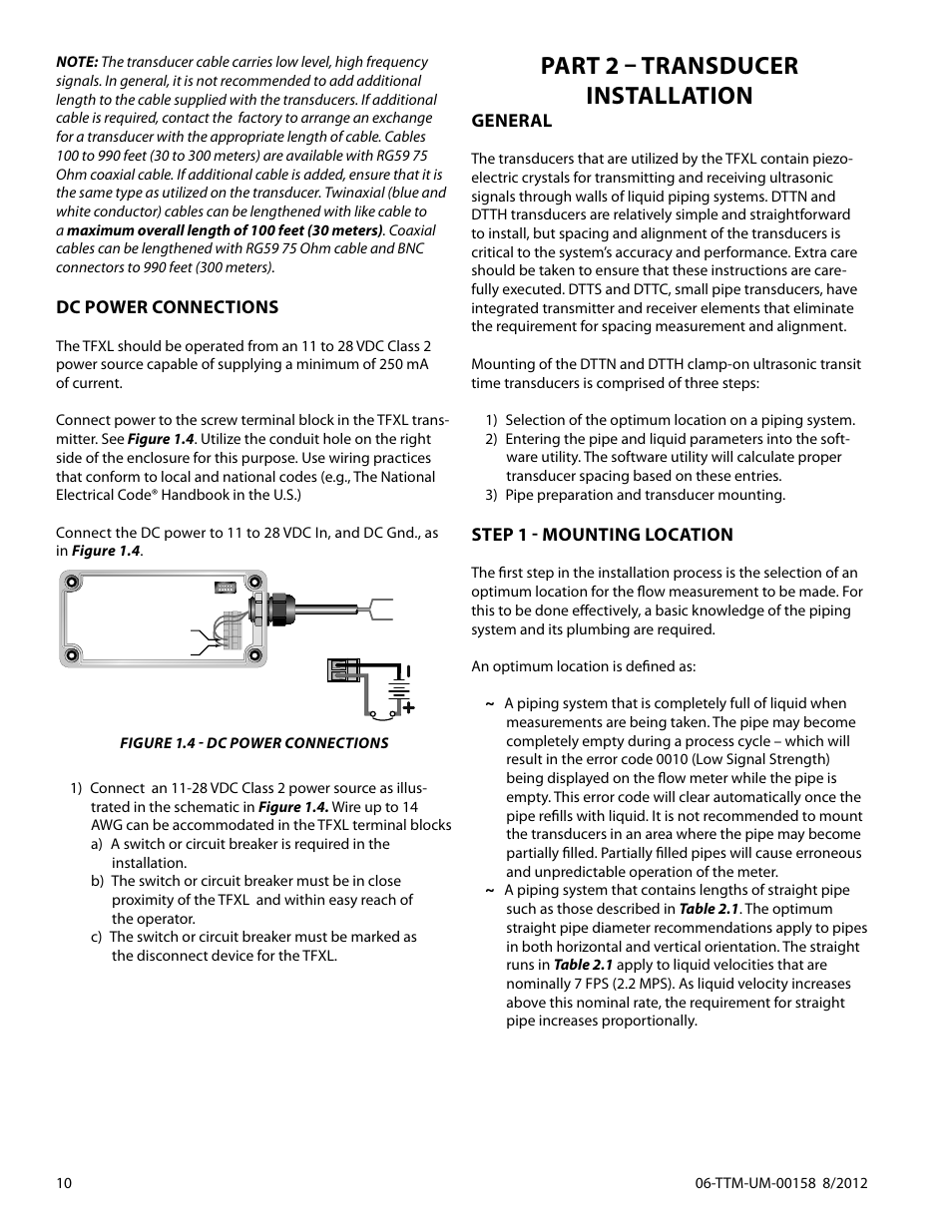 Part 2 – transducer installation | Dynasonics TFXL Clamp-On Ultrasonic Flow User Manual | Page 10 / 44