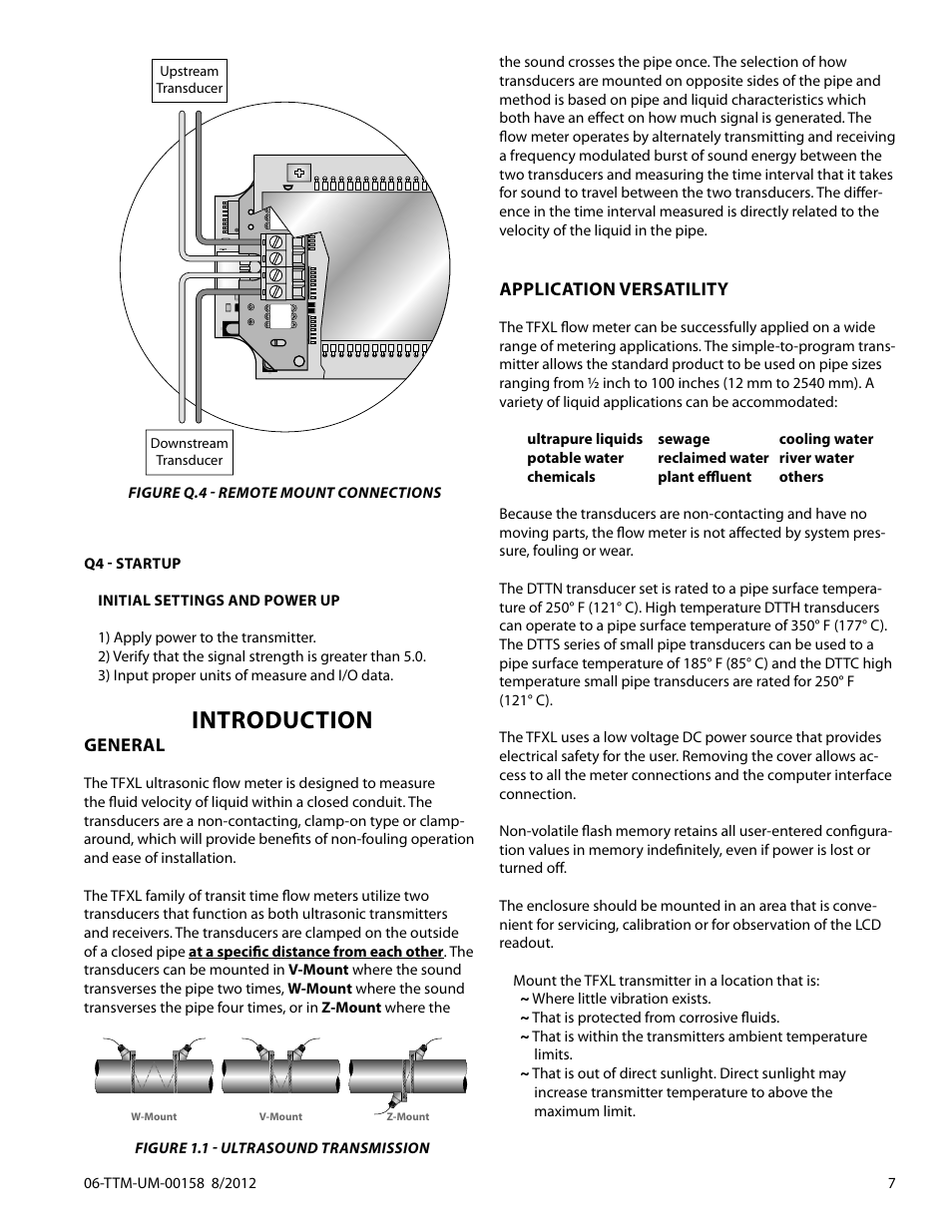 Introduction, General, Application versatility | Dynasonics TFXL Clamp-On Ultrasonic Flow User Manual | Page 7 / 44