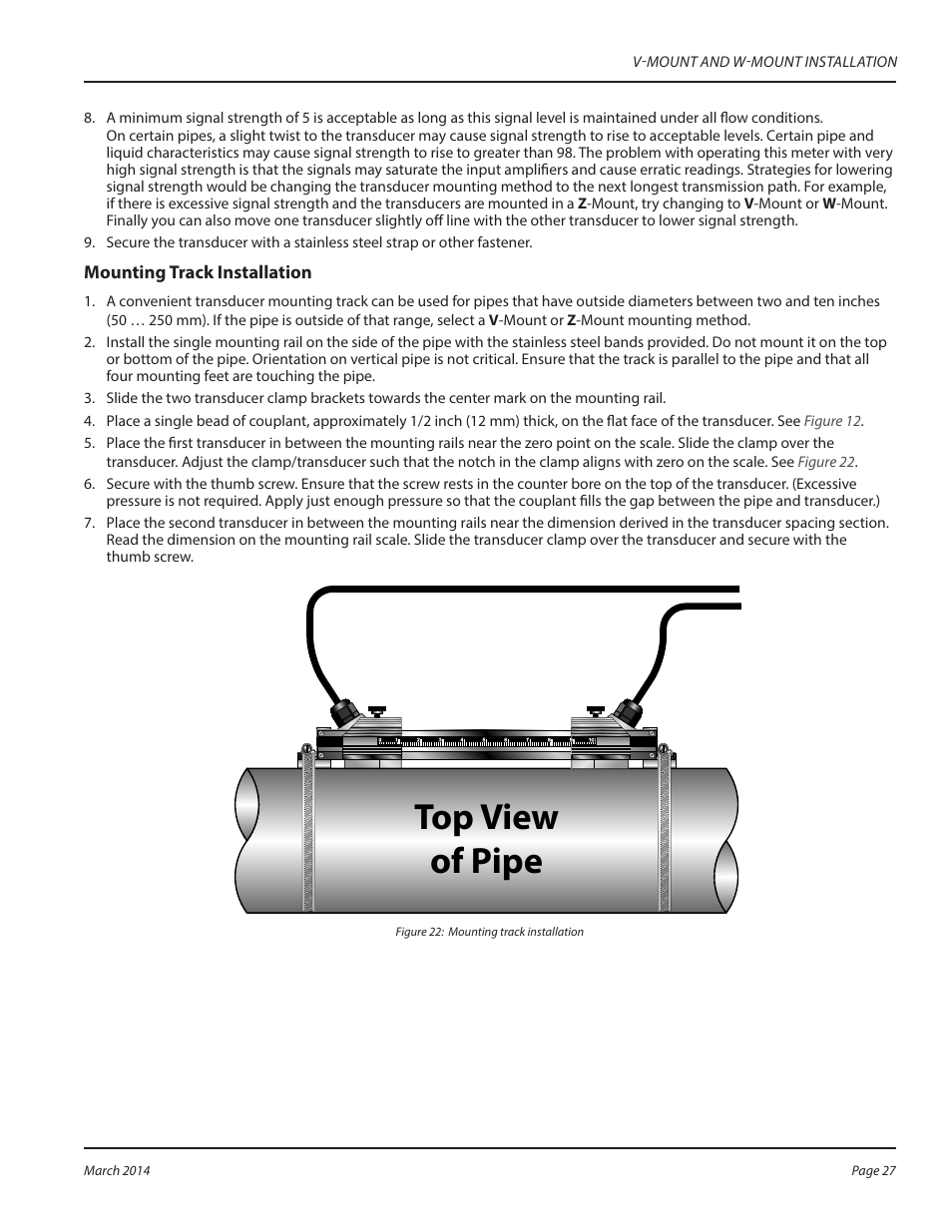 Top view of pipe | Dynasonics TFX Ultra Transit Time Flow Meters User Manual | Page 27 / 108