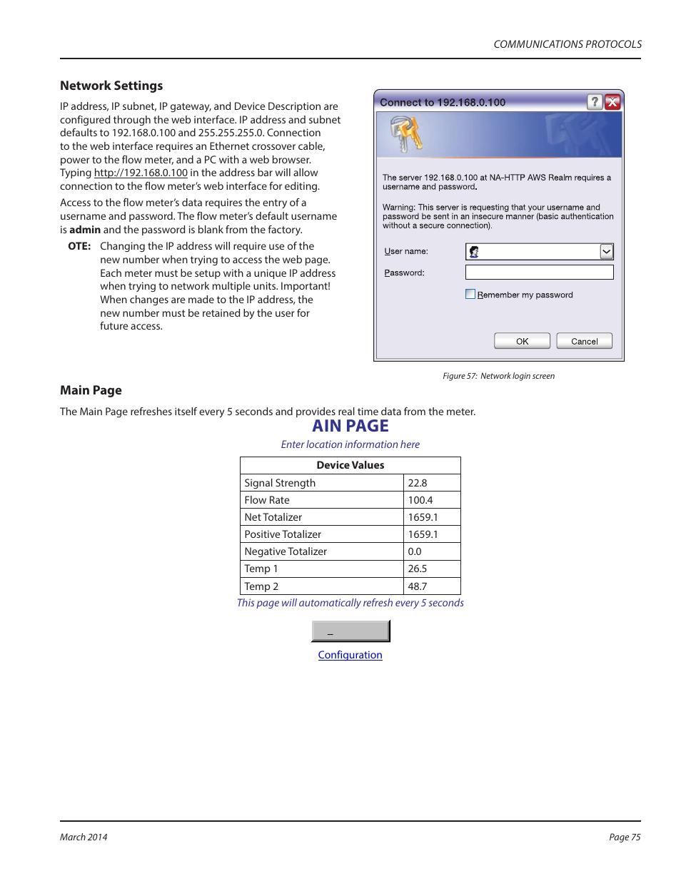 Ain page | Dynasonics TFX Ultra Transit Time Flow Meters User Manual | Page 75 / 108