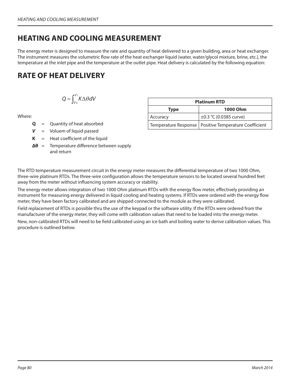 Heating and cooling measurement, Rate of heat delivery | Dynasonics TFX Ultra Transit Time Flow Meters User Manual | Page 80 / 108