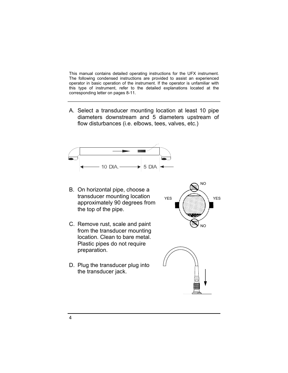 Quick-start instructions, Step a step b, Step d | Dynasonics UFX ULTRASONIC FLOW METER User Manual | Page 4 / 16