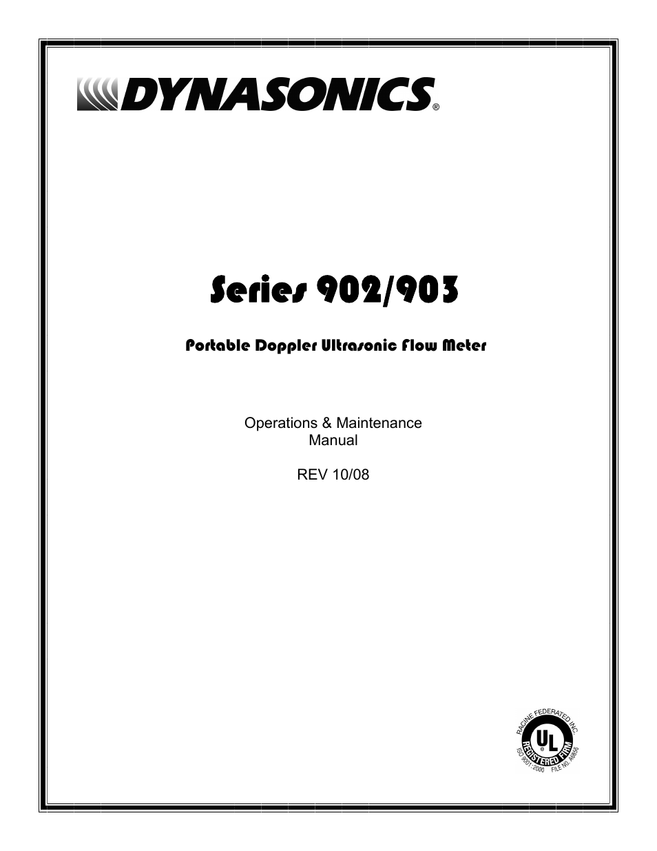 Dynasonics 902_903 Series Portable Doppler Ultrasonic Flow Meter User Manual | 48 pages