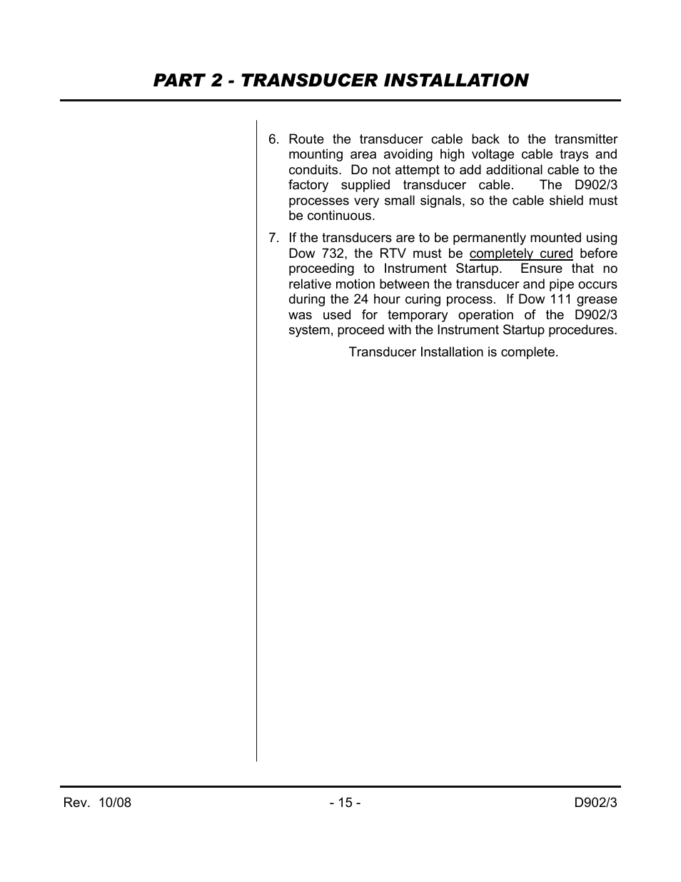 Part 2 - transducer installation | Dynasonics 902_903 Series Portable Doppler Ultrasonic Flow Meter User Manual | Page 17 / 48