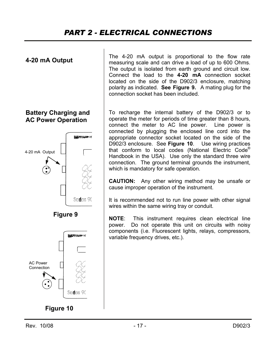 Part 2 - electrical connections | Dynasonics 902_903 Series Portable Doppler Ultrasonic Flow Meter User Manual | Page 19 / 48