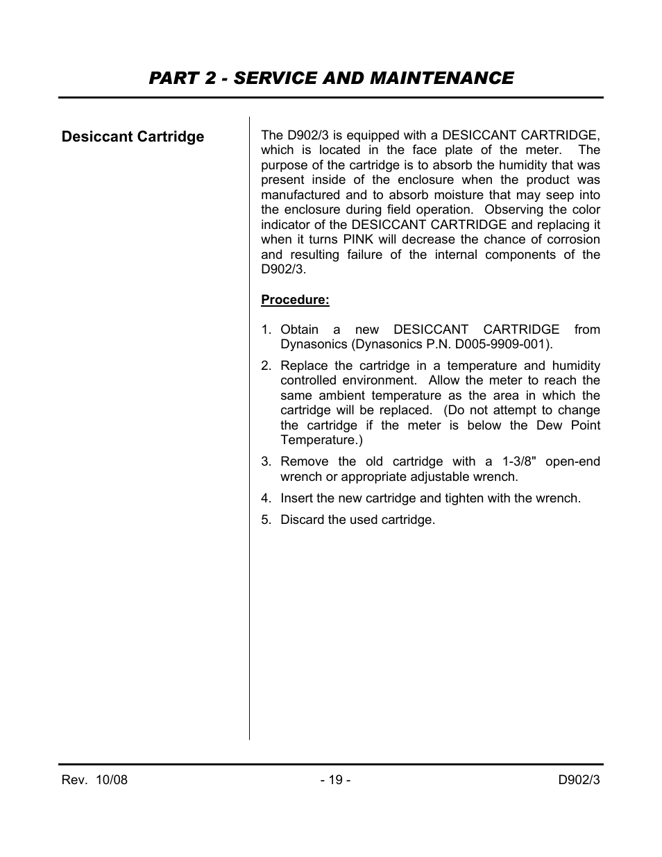 Part 2 - service and maintenance | Dynasonics 902_903 Series Portable Doppler Ultrasonic Flow Meter User Manual | Page 21 / 48