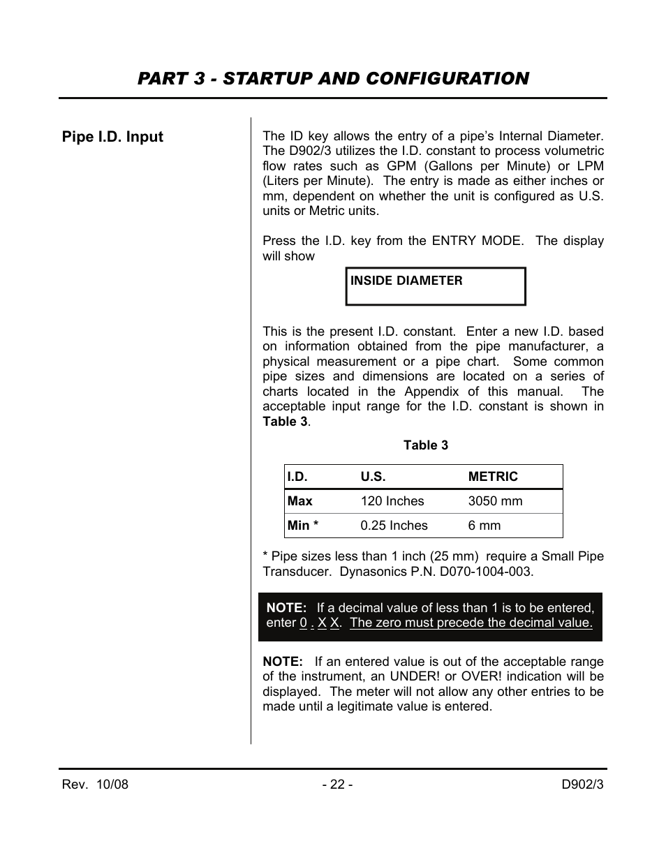 Part 3 - startup and configuration | Dynasonics 902_903 Series Portable Doppler Ultrasonic Flow Meter User Manual | Page 24 / 48