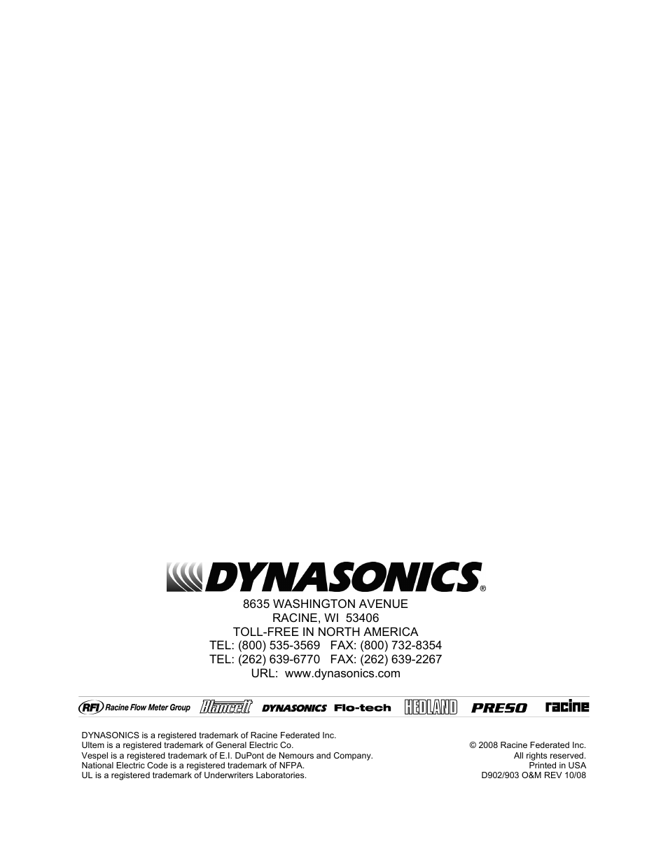 Dynasonics 902_903 Series Portable Doppler Ultrasonic Flow Meter User Manual | Page 48 / 48