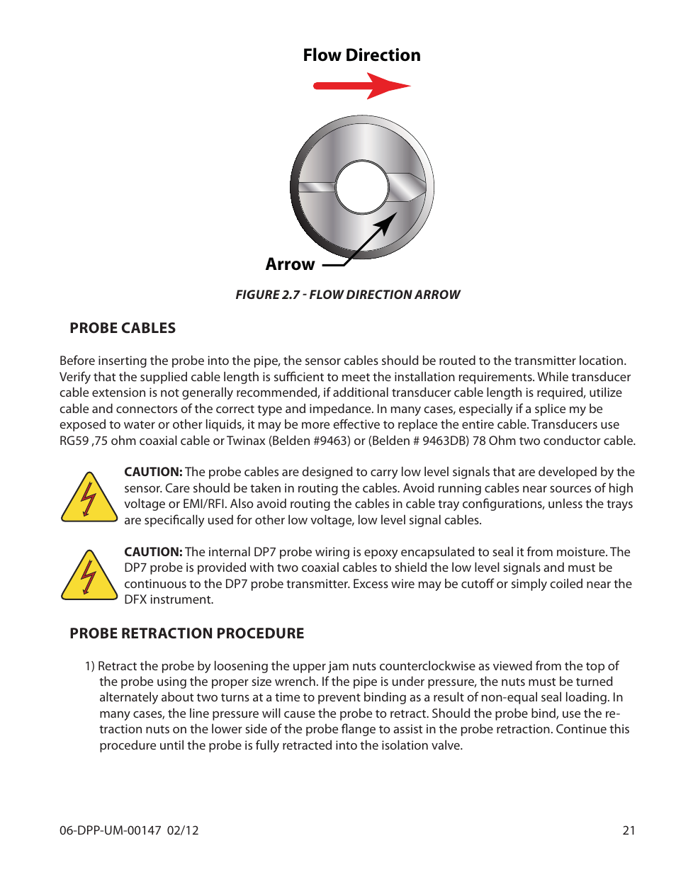 Flow direction arrow | Dynasonics DDFXD Doppler Ultrasonic Flow Meter User Manual | Page 21 / 65