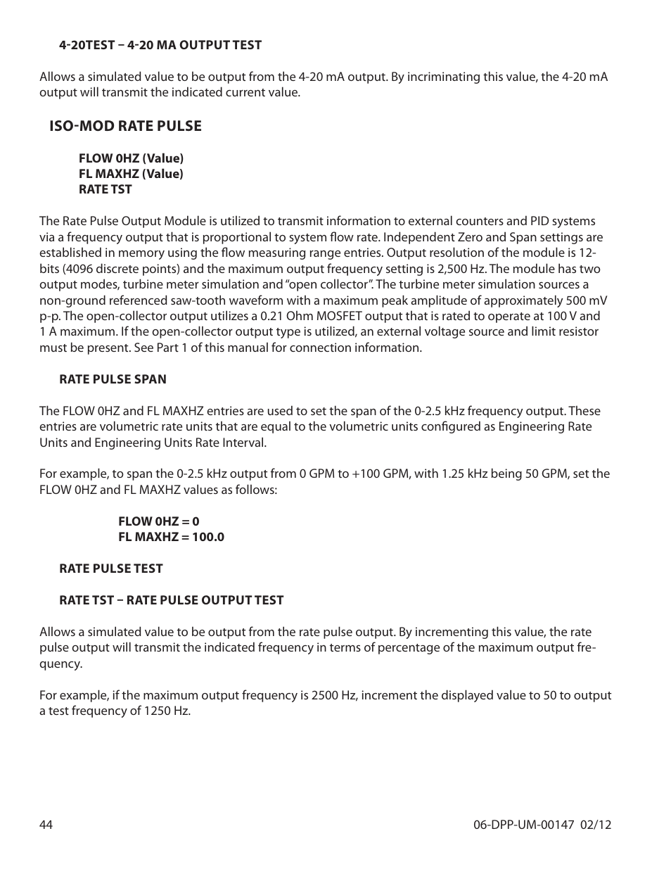 Dynasonics DDFXD Doppler Ultrasonic Flow Meter User Manual | Page 44 / 65