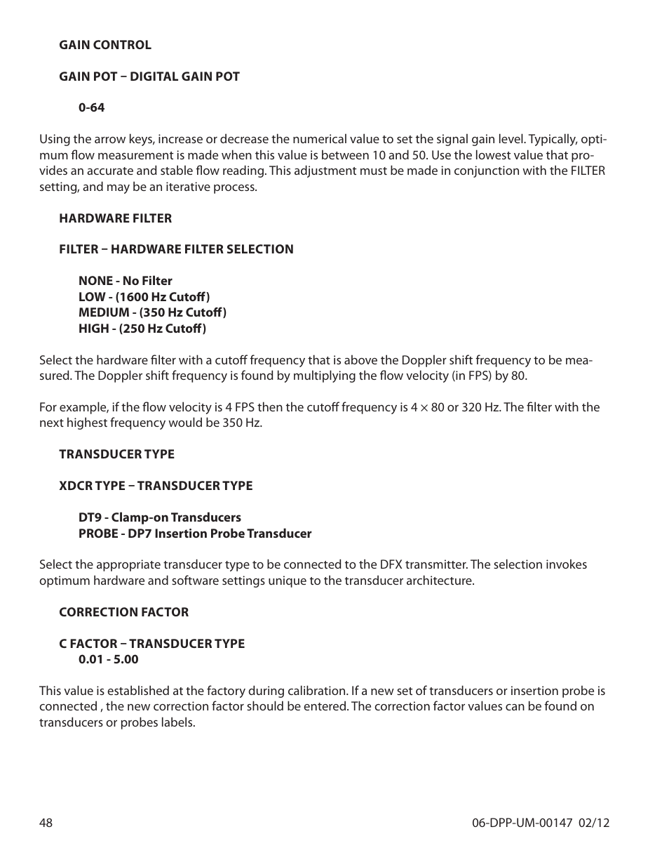 Dynasonics DDFXD Doppler Ultrasonic Flow Meter User Manual | Page 48 / 65